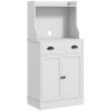 HOMCOM Microwave Storage Cabinet with Drawer and Adjustable Shelf, Kitchen Microwave Stand with Storage, White