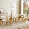 70.9-inch rectangular glass dining table, suitable for 1-8 people, modern style home kitchen dining table, equipped with sturdy metal table legs