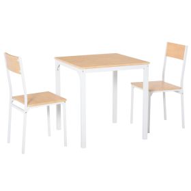 HOMCOM 3-Piece Dining Set Compact Wooden Table 2 Chairs Metal Frame Oak for Small Spaces