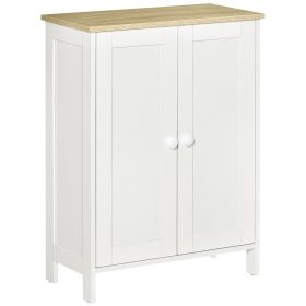 HOMCOM Storage Cabinet with Doors, 2 Adjustable Shelves, Freestanding 3-Tier Storage Cabinet for Living Room, Bedroom & Hallway, White