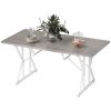 HOMCOM 63"-47" Extendable Table for 4-6, Heavy Duty Extendable Dining Table, Farmhouse Style, for Kitchen or Living room, Gray