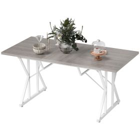 HOMCOM 63"-47" Extendable Table for 4-6, Heavy Duty Extendable Dining Table, Farmhouse Style, for Kitchen or Living room, Gray