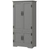 HOMCOM 49" Floor Cabinet with Large Space, Farmhouse Pantry Storage w/ Adjustable Shelves, Cupboard for Home, Dining Room, Gray