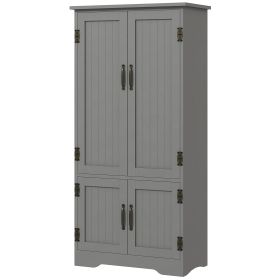 HOMCOM 49" Floor Cabinet with Large Space, Farmhouse Pantry Storage w/ Adjustable Shelves, Cupboard for Home, Dining Room, Gray