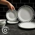 Corelle Brasserie 12-Piece Dinnerware Set â€“ Classic White With Black Rim, Chip-Resistant Plates And Bowls, Service For 4
