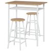 HOMCOM 3-Piece Counter-Height Dining Set with White Oak Bar Table & 2 Metal Stools | Footrest Kitchen Furniture