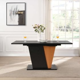 61.81 (46.46) inch Extendable Dining Table with Built-in Storage, Modern Wooden Table with Sturdy Metal Frame and MDF base