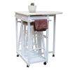 Foldable With Wooden Handle Semicircle Dining Cart With Round Stools White Replacement code: 37144410