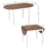 HOMCOM Extendable Round Dining Table 55" Wood Folding Kitchen Table Drop Leaf for Small Spaces Natural Finish
