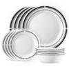 Corelle Brasserie 12-Piece Dinnerware Set â€“ Classic White With Black Rim, Chip-Resistant Plates And Bowls, Service For 4