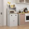 HOMCOM Microwave Storage Cabinet with Drawer and Adjustable Shelf, Kitchen Microwave Stand with Storage, White