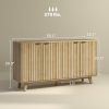 HOMCOM Fluted Sideboard Buffet Cabinet, 55" Coffee Bar Cabinet with 4 Doors, 2 Adjustable Shelves, 5 Wood Legs, Nature Wood