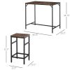 HOMCOM 5-Piece Dining Table Set, Industrial Bar Table & 4 Stools, Space-Saving, Rustic Brown/Black for Pub & Kitchen