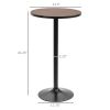 HOMCOM 42 Bar Height Round Table Weathered Wood Top Steel Frame for Home Bar Kitchen Dining Room Brown Black