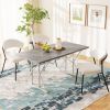 HOMCOM 63"-47" Extendable Table for 4-6, Heavy Duty Extendable Dining Table, Farmhouse Style, for Kitchen or Living room, Gray