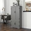 HOMCOM 49" Floor Cabinet with Large Space, Farmhouse Pantry Storage w/ Adjustable Shelves, Cupboard for Home, Dining Room, Gray