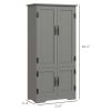HOMCOM 49" Floor Cabinet with Large Space, Farmhouse Pantry Storage w/ Adjustable Shelves, Cupboard for Home, Dining Room, Gray