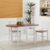 HOMCOM Extendable Round Dining Table 55" Wood Folding Kitchen Table Drop Leaf for Small Spaces Natural Finish