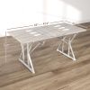 HOMCOM 63"-47" Extendable Table for 4-6, Heavy Duty Extendable Dining Table, Farmhouse Style, for Kitchen or Living room, Gray