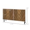HOMCOM Sideboard Cabinet Kitchen Hutch Adjustable Shelves 4 Chevron Doors Brown