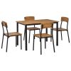 HOMCOM 5 Piece Dining Set Modern Industrial Style Dark Walnut Table & Chairs for Kitchen Dining Room Small Space
