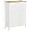 HOMCOM Storage Cabinet with Doors, 2 Adjustable Shelves, Freestanding 3-Tier Storage Cabinet for Living Room, Bedroom & Hallway, White