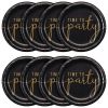 Way To Celebrate 9-Inch Black And Gold 'Time To Party' Disposable Paper Plates â€“ 8 Count Pack Of Stylish Party Dinnerware