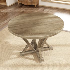 Modern Farmhouse Round Dining Table 45.7inch Solid Wood Rubberwood Antique Finishing Rustic Look Distressed Look Wire Brushed for 4 seaters