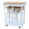 Semicircle Solid Wood Folding Dining Cart with 2 Free Stools burlywood Replacement code: 32534704