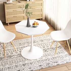 31.50"Modern Octagonal Coffee Table with MDF Table Top,Metal Base, for Dining Room, Kitchen, Living Room,White