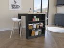Tanna Kitchen Counter Dining Table ,Two Legs, Three Side Shelves -Black / Pine