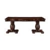 Traditional Style Dining Table with Extension Leaves Cherry Finish with Gold Tipping Double Pedestal Base Wooden Dining Furniture