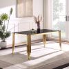 65" Rectangle Glass Dining Table, Tempered Glass Tabletop and Polished Gold Legs, Modern Style Table for Home, Kitchen. Dining Room