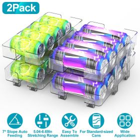 Adjustable Soda Can Organizers Set Of 2Packs 2-Tier Pop Can Holders Beverage Dispensers For Fridge Pantry Cabinet 7Âº Slope Auto Rolling GPCT5194