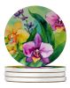 Orchids in Watercolor Large Sandstone Coasters Pack of 4 Absorbent Round Coasters Decor Gifts for Men or Women, 4 in, Multicolor
