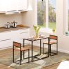 HOMCOM Industrial Dining Table Set for 2 Compact Kitchen Table and Chairs Rustic Brown for Small Spaces