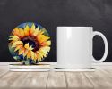 Sunflowers in Watercolor Large Sandstone Coasters Pack of 4 Absorbent Round Coasters Decor Gifts for Men or Women, 4 in, Multicolor