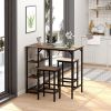 HOMCOM 3-Piece Dining Set Rustic Brown Black Bar Table Stools with Storage Shelf Kitchen Bar Dining