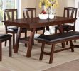 Dining Table Rectangle Dining Table w Shelve 1pc Table Only Rubber wood Dark Walnut Finish Dining Room Furniture
