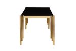 65" Rectangle Glass Dining Table, Tempered Glass Tabletop and Polished Gold Legs, Modern Style Table for Home, Kitchen. Dining Room