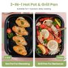 Electric Hot Pot with Grill 2-in-1 Hot Pot and Frying Pan Portable Non-Stick Pot and Griddle Electric Cooker Pot with Glass Lid Fast Heating for 1-2 P