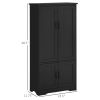 HOMCOM Accent Floor Storage Cabinet Kitchen Pantry with Adjustable Shelves and 2 Lower Doors, Black