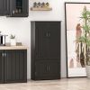 HOMCOM Accent Floor Storage Cabinet Kitchen Pantry with Adjustable Shelves and 2 Lower Doors, Black