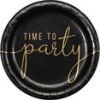 Way To Celebrate 9-Inch Black And Gold 'Time To Party' Disposable Paper Plates â€“ 8 Count Pack Of Stylish Party Dinnerware