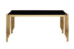 65" Rectangle Glass Dining Table, Tempered Glass Tabletop and Polished Gold Legs, Modern Style Table for Home, Kitchen. Dining Room