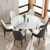 59.05" Round Marble Dining Table with Silver Stainless Steel Design Base, Artificial Marble for 6-8 People