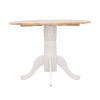 Natural Brown and White Round Dining Table with Drop Leaf