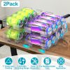 Adjustable Soda Can Organizers Set Of 2Packs 2-Tier Pop Can Holders Beverage Dispensers For Fridge Pantry Cabinet 7Âº Slope Auto Rolling GPCT5194