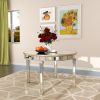 47.24" Round Glass Dining Table with Mirror Top