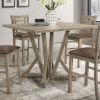 Modern Farmhouse Square Counter Table 45inch Solid Wood Rubberwood Antique Finishing Rustic Look Distressed Look Wire Brushed for 4 seaters 36inch hei